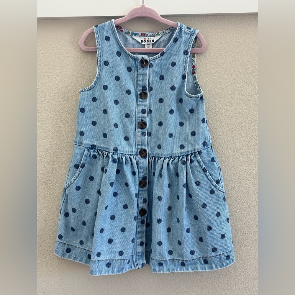 Mini Boden Girls Denim Dress 3-4Y